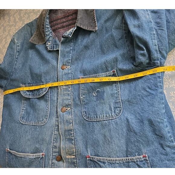 VTG Wrangler Big Ben Mens Barn Chore Coat Corduroy Collar Lined Distressed U.S.A - Picture 10 of 16
